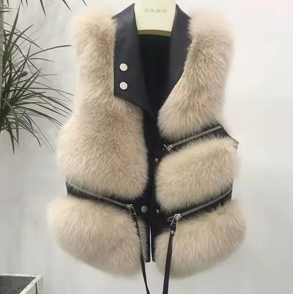 Faux Fur Coat Women's Vest Short Clothing Autumn WinterPatchwork